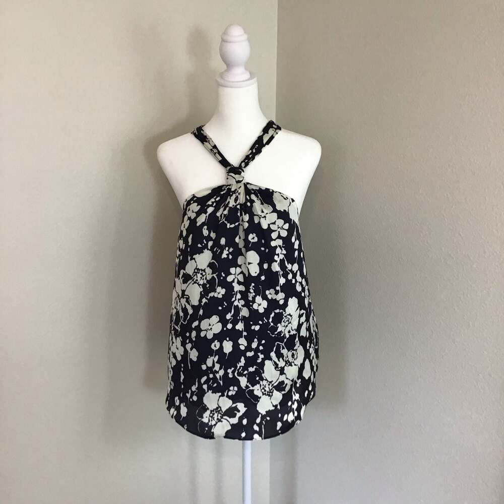 Joie Ertha Floral Halter Neck Sleeveless Blouse Blue Medium - Picture 2 of 8